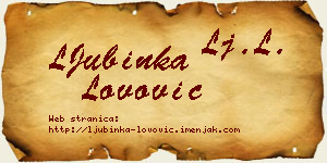 LJubinka Lovović vizit kartica